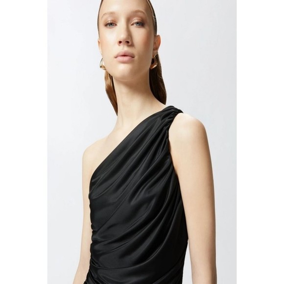 Pinko One-Shoulder Draped Top With Ruched Detailing - NWT